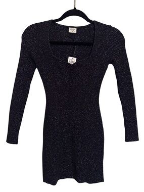 Abercrombie & Fitch NWT X-Small Petite Black Shimmer Bodycon Sweater Dress
